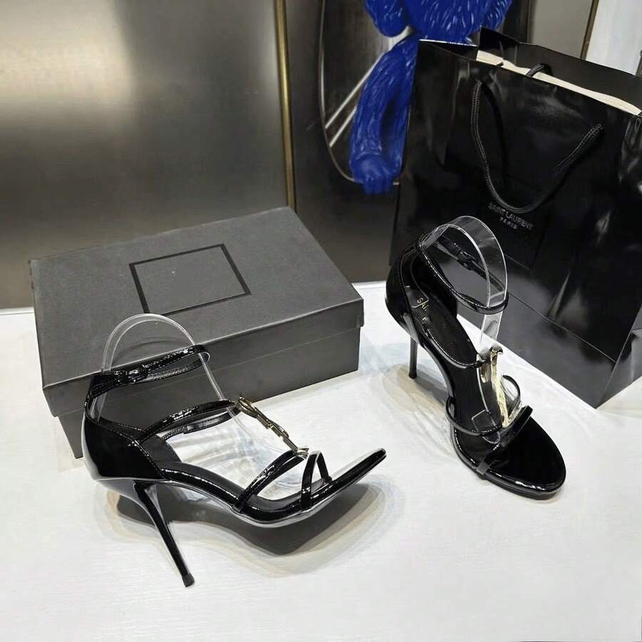 YS Same Style Summer Temperament Stiletto Red High Heels Versatile Open Toe One-Strap Sandals For Women - Black(10CM) - View 1