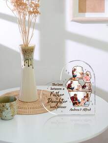 1 Customized Acrylic Heart-Shaped Dad Thank-You Plaque, Multifunctional Indoor And Outdoor Office Home Desktop Decoration, Daughter Or Son Father's Day Gift, Suitable For Birthday Gifts, Thanksgiving Gifts, Commemorative Gifts - Multicolor - View 6