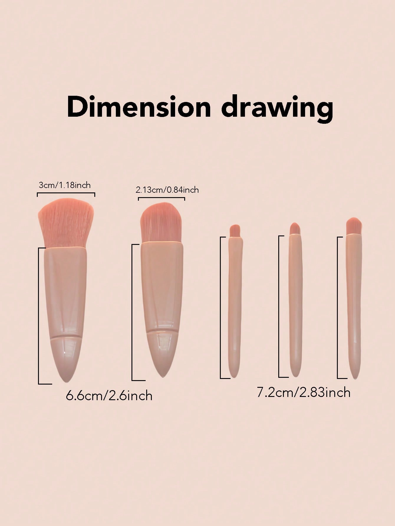 5 قطع مجموعة فرش مكياج مع حافظة مرآة صغيرة، فراشي...