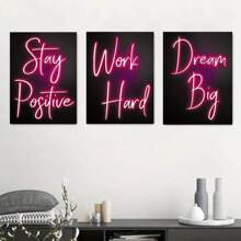 1pc/3pcs Set Modern Energize & Inspire Vibrant Neon Inspirational Posters,Room Decor, Gift For Friends Kits Wall Arts Decor, For Living Room, Bedroom, Office, Bar Wall Decor,Frame,Frameless.