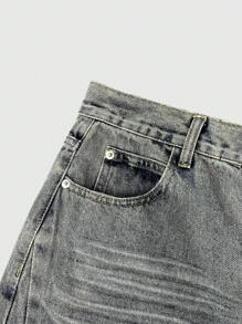 Blugi minimalisti de înaltă calitate pentru bărbați, spălați cu apă, cu mustăți de pisică și margini brute, pantaloni casual cu picior mic și drept, potriviți pentru toate anotimpurile
