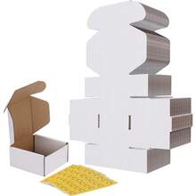 Caja de envío de 4 x 4 x 2 pulgadas, Set de 100 cajas blancas pequeñas de cartón corrugado, caja de envío - 4x4x2 - Ver 1