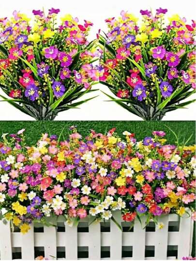 12 Pcs Artificial Flowers For Outdoor - UV Resistant, Colorful Imitation Flowers & Greenery For Indoor/Outdoor Decoration, Home Decoration, Room Decoration | Ideal For Home, Garden, Porch | Perfect For Weddings, Engagements, St. Patrick's Day, Easter, Valentine's Day, Mother's Day, Thanksgiving, Flower Decoration