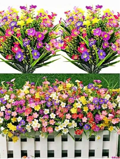 12 Pcs Artificial Flowers For Outdoor - UV Resistant, Colorful Imitation Flowers & Greenery For Indoor/Outdoor Decoration, Home Decoration, Room Decoration | Ideal For Home, Garden, Porch | Perfect For Weddings, Engagements, St. Patrick's Day, Easter, Valentine's Day, Mother's Day, Thanksgiving, Flower Decoration