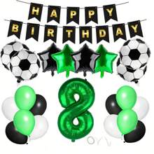 23/24 Stücke, 32 Zoll grüne Zahlen Fußball Geburtstags Party Dekorationen inklusive Zahlen 7, 8, 9, 10, 11, 12 und Pentagramm & Fußball Ballon Set, Sport Themen Party Dekoration, Geburtstags Dekoration, Feier Dekoration, geeignet für Fotoshootings, Atmosphäre Hintergrund Aufbau, Party Zubehör