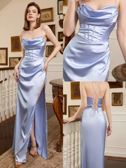 Women's Solid Color Minimalist Dress For Daily Wear And Formal Occasions,Party Dress,Cocktail