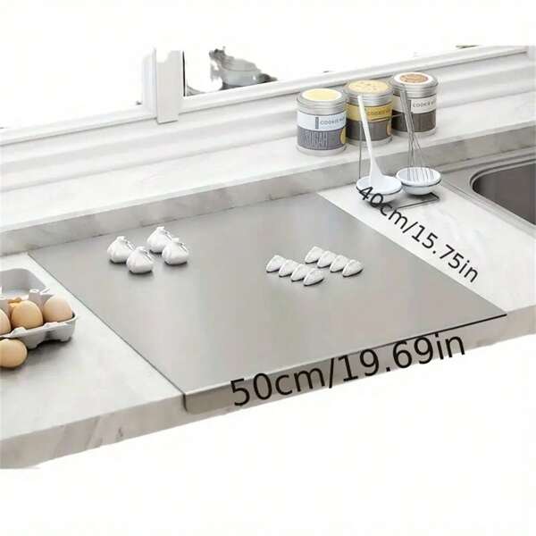 Tabla de cortar de acero inoxidable con bordes, multifuncional, antideslizante, fácil de limpiar, duradera, adecuada para hornear, amasar, pan, verduras y frutas, ideal para cocineros y chefs en el hogar, excelente regalo de inauguración de casa