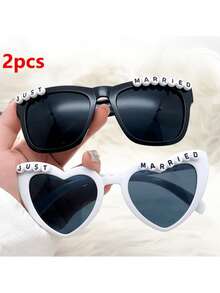 2 件/1 件新婚心形婚礼派对眼镜，适合单身派对新娘伴娘回礼、新郎和新娘婚礼、婚礼派对装饰用品、派对回礼、婚礼配饰 - 彩色 - 查看 6