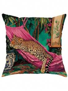 1/2/4pcs Vibrant Leopard Print Polyster Throw Pillow Cover, 17.7x17.7 Inch - Durable, Machine Washable With Zip Closure, Contemporary Style Decorative Cushion Case For Living Room & Bedroom Sofas, Throw Pillows For Couch,Fall Decor,Autumn Decor,Room Decor - Multicolor - View 12