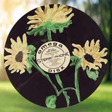 1pc 2D Flat "Music Moments Under The Sunflowers" Vintage Classic 8-Inch Round Metal Sign, Vinyl Record Wreath Metal Wall Decor Art - Perfect For Bars, Cafes, Clubs, Dorms - Ideal Gift, 2D Flat, Fits Room Decor Perfectly (Hole Style Random)