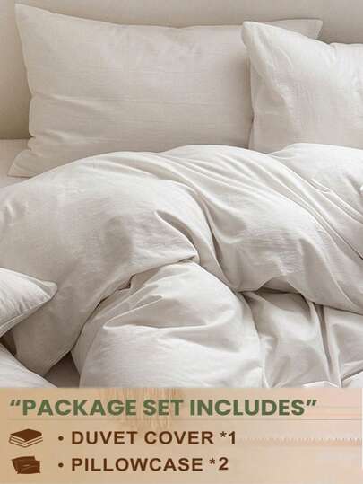 3 件套白色宿舍卧室床上用品套装，超柔软床罩和枕套，无需填充物，可机洗，返校宿舍床单