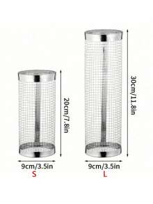 1 pieza Cesta de parrilla BBQ, Jaula de parrilla de acero inoxidable, Malla redonda para parrilla BBQ para verduras, patatas fritas, pescado, Parrilla portátil para barbacoa, Cestas de parrilla para cocinar al aire libre, Rejilla de parrilla para camping y picnic - Multicolor - Ver 5