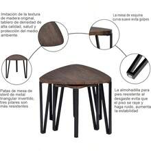 FurnitureR Juego de 3 Mesas auxiliares Triangulares Mesita Auxiliar Mesa de Centro Mesita Auxiliar Minimalista Moderna para Sala de Estar y balcón Hogar y Oficina Chocolate - Chocolate - Ver 7