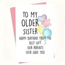 1pc Birthday Greeting Card, Sincere Blessings For Sister,School Supplies,Back To School