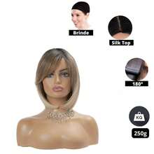 Peruca Curta Long Bob 40cm - Corte Moderno, Fibra de Alta Qualidade | Yan Hair Diversas Cores Dia a Dia Cosplay Fantaisa - Degradê - Visão 2