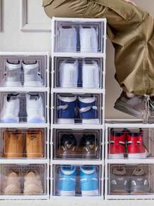 1pc PP Shoe Storage Box, Modernist Foldable Shoe Box For Home
