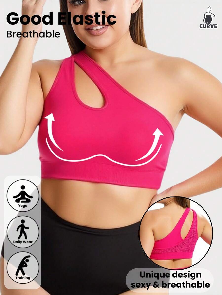 1pc Women Plus Size Seamless Mesh Crisscross Sports Bra, Wireless Lift And Support, Adjustable, Comfortable For Yoga, Sleep, Exercise