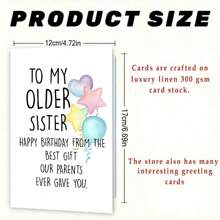 1pc Birthday Greeting Card, Sincere Blessings For Sister,School Supplies,Back To School