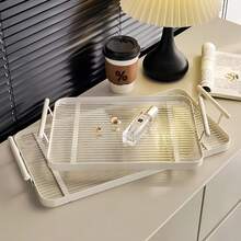 1 Pack Acrylic Tray With Handles, Rectangular, Suitable For Party Kitchen Coffee Table,Kitchen, Dining & Bar, Cutlery. - Multicolor - View 15
