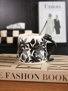 1 Peça Caneca Cerâmica Criativa e Sofisticada com Decoração de Laço, Disponível em Vermelho/Preto/Branco, Adequada para Água, Café, Leite, Chá, Presentes Personalizados, Presentes para Mulheres, Presentes para Mães, Presentes de Aniversário