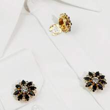 1pc Nút bao khuy măng sét cho nam nữ, Nút bao cho áo sơ mi tuxedo, Đế đồng + Hoa đá giả, Nút trang trí cho đồ thủ công, Vỏ nút bao phụ kiện lạ mắt cho doanh nghiệp Tiệc hàng ngày Quà tặng đám cưới - Hoa - Xem 10