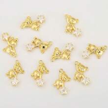 5 Pieces DIY Star Zirconia Pendants, Copper Plated With 18K Available In Gold And Silver Options, Cute Bear Accessory For Making Earrings, Necklaces, Bracelets, Anklets, Can Be Worn Daily Or Given As A Gift To Friends.