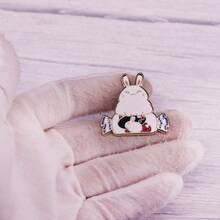 White Rabbit Toffee Candy Brooch Clothes Hat Badge - Multicolor - View 4