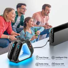 Ladegerät für Switch2 Controller, Multi-Modus RGB Beleuchtung, dedizierte Ladestation für NS Switch2 Controller, Ladeanzeige-Leuchten, gleichzeitiges Laden von 4 Controllern, mit Typ-C Ladekabel