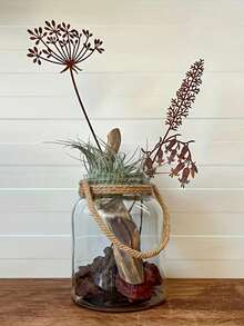 10PCS Rusty Metal Fern Fronds Set, Iron Leaves Art, Decorative Garden Stakes Ornaments, Versatile Home Garden Decor, Perfect For Plant Pots Courtyard Lawn Outdoor Spaces - Rust Brown - View 6