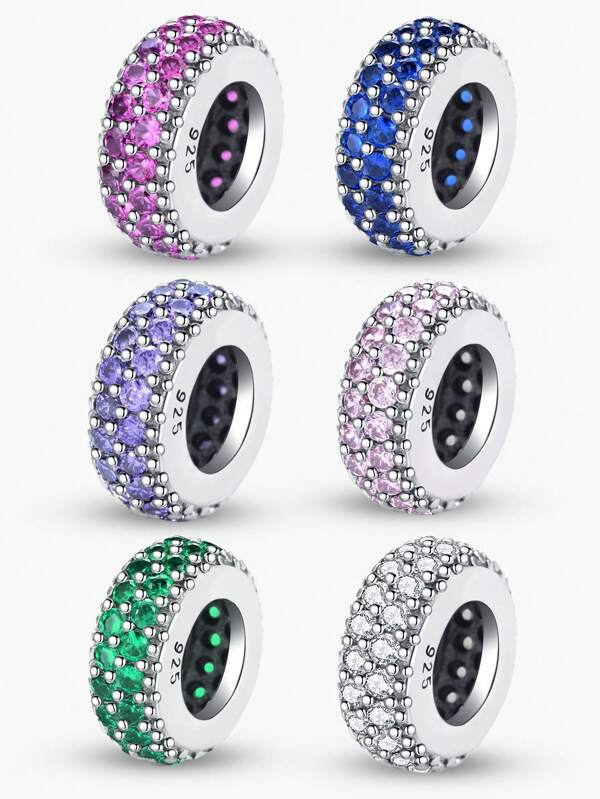 1 PC 925 Sterling Silver Minimalist Rhinestone Pendant Charm Pendant Ball Suitable For Bracelets DIY Women's Jewelry