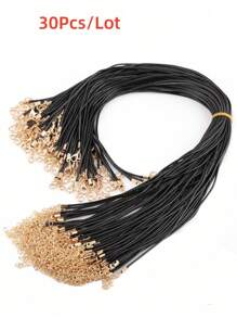 Set de 30 piezas de cuerda negra de 1.5mm con cierre de langosta ajustable trenzada, para collares, colgantes y charms DIY