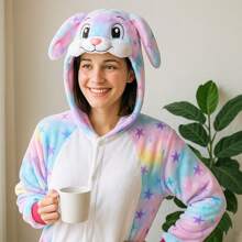 nerd hunters Pigiama kigurumi per adulti, in peluche, costume unisex di cosplay a forma di coniglio