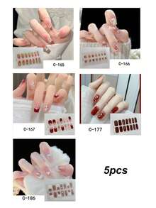 1 cái/4 cái 14 miếng dán móng tay 3D mềm mại và thanh lịch, giấy bạc phủ toàn bộ móng tay bóng, miếng dán móng tay tự dính có thể tháo rời - Nhiều màu - Xem 9