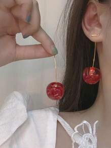 3 pares de pendientes elegantes con colgante de cereza en forma de fruta roja, un conjunto exquisito y de alta gama ideal para usar en reuniones, días festivos y para el uso diario