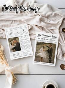 1pc- Newspaper Style Wedding Invitation Cards, Double-Sided Reception Party Invitations, Wedding Invitation Plates, Personalized Special Invitations, Create Your Own Cards With Your Own Photos And Words, Customize Love, Miss, Anniversary Occasion Cards, Customize Best Friend Thank-You Cards Personalized Gifts, Ideal Gifts For Women/Men, Can Create Lasting Memories For His/Her Best Friend
