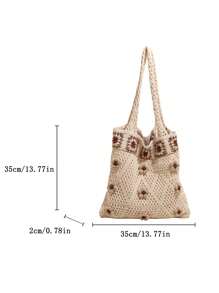 Summer Limited Edition | Handwoven Luxury Vacation Style Tote Bag, Casual Commuter Shoulder Bag For Women, Relaxed Beach Vibe, Fashionable Oversized Handbag With Ample Space, Fashion On Ins