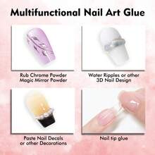 Pegamento con rhinestones 4 en 1, gel de uñas 3D de 30g, no requiere limpieza, para decoraciones, uñas postizas, gemas y creación de diseños 3D - transparente - Ver 6