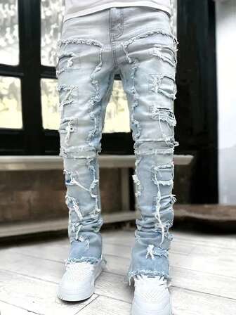 Teen Boy Ripped Frayed Jeans