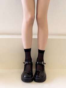 1 Pair/3 Pairs Women's Super Thin Semi-Transparent Solid Color Compression Mid-Calf Socks, Slim Leg, 3 Lengths, Versatile, Soft, Korean Style, Fresh Young Look Ins Style, Summer Daily Wear, Long Tube Socks