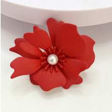 1pc Elegant Fashion Sexy Metal Flower Faux Pearl Inlaid Brooch/Lapel Pin For Women, Suitable For Party And Daily Wear