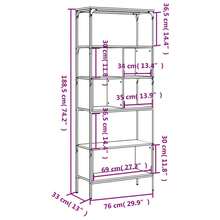 Bücherregal 5 Böden Grau Sonoma 76x33x188,5 cm Holzwerkstoff - Grau - Übersicht 10