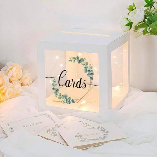 1 Set transparente Hochzeitskartenkiste & 10 Unterschriftenkarten, DIY Geschenkkartenkiste, Bridal-Shower, Hochzeitsdekoration, Gästebuch, Tischdekoration