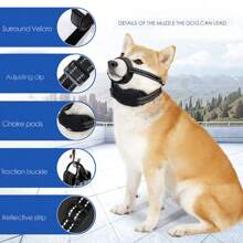 Dog Muzzle With Collar, All-In-One Pet Muzzle Leash, Anti-Barking Dog Mouth Cover, Black
