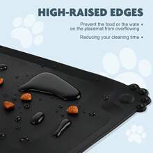Premium Silicone Pet Food Mat, Cat Dog Bowl Pads, Non-Slip Pet Feeding Mats, Waterproof Pet Feeding Pad, Suitable For Small Animals - Gray, Easy To Clean