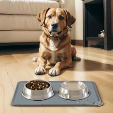Premium Silicone Pet Food Mat, Cat Dog Bowl Pads, Non-Slip Pet Feeding Mats, Waterproof Pet Feeding Pad, Suitable For Small Animals - Gray, Easy To Clean