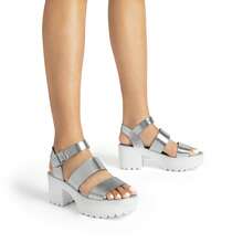 Women Minimalist Platform Slingback Sandals, Open Toe Punky Chunky Summer Sandals For Beach, Vacation - Bạc - Xem 5