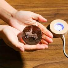 3D Laser Engraved Unicorn Statue Crystal Ball Night Light - Automatic Color Changing Wooden Base, Glass Ball Lamp Home Decoration, Unique Gift For Christmas, Valentine's Day, Easter, Thanksgiving, And Family Gatherings