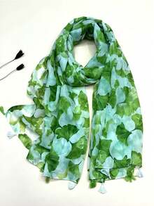 1入組簡約印花女士圍巾，新款秋冬保暖頸圍，時尚防曬披肩頭巾，頭髮裙裝理想搭配 - 彩色 - 查看 15