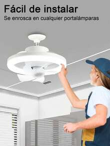 1 Piece E27 LED Ring Ceiling Fan, Ceiling Fan With Lights Remote Control, Three Light Colors, 3 Speeds, 50W, With Timer Function, For Kitchen/Bathroom/Bedroom - Multicolor - View 7