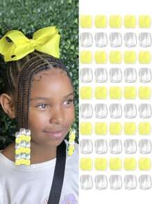 50 piezas de cuentas de colores decorativas para el cabello de niñas, surtido de colores